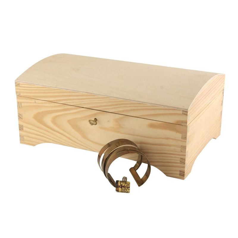 Pinewood Jewellery Box with Key, Organiser Gift